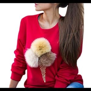 Red Pom Pom sweatshirt